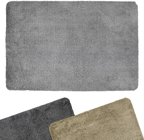 Mighty Mats Eco Pure Washable Door Mat - Highly Absorbent Anti-Slip Indoor Dirt Trapper Doormat with Durable Latex Backing - Versatile Floor Rug - Light Grey, 50 x 80cm