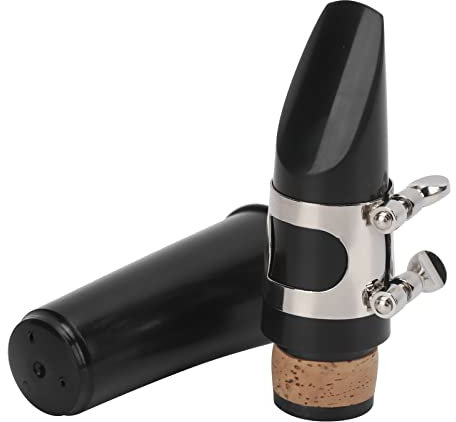 Klarinette Mundstücksstück & Ligatur - Geeignet für B Flat Clarinet und Anfänger - Komplettes Set mit Schilf und Kissen (BLACK)