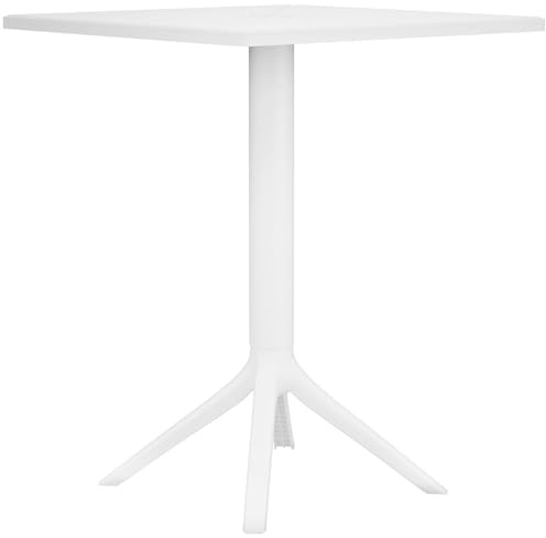 CLP Tisch Nuvela 60 x 60 cm | Wetterfester Gartentisch mit UV-beständiger Oberfläche | Eckiger Balkontisch aus Polypropylen | Farbe weiß