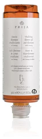 Prija Haut & Haarshampoo vitalisierend mit Ginseng 360 ml Cysoap Drückspender Kartusche für Spender. Flakon Hair & Body Duschgel Hotel Spa Wellness Appartments (10x 360ml)