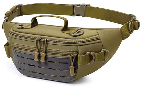 Taktische Bauchtasche für Herren und Damen, Militär-Hüfttasche, Molle-Utility-Hüftgürteltasche, Crossbody-Tasche, Bauchtasche für Radfahren, Wandern, Spazierengehen, Angeln, Khaki03