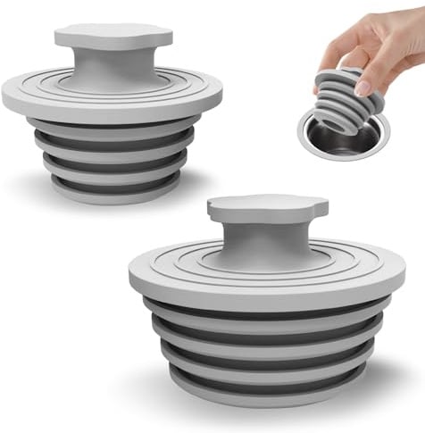 Bathtub Drain Stopper - 2 Pack Universal Shower Drain Cover & Sink Strainer, Tub Stopper Bathtub Drain for Bathroom, Tub, and Shower Drain - Easy Install Shower Drain (Light Gray)