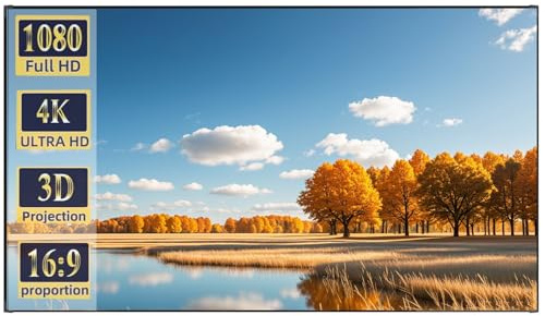 72-Zoll-Leinwand Beamer mit festem Rahmen, 158 × 89 cm, 16:9, Projektionsleinwand Aluminiumrahmen, 4K HD-Filmleinwand für Heimkinos/Büropräsentationen