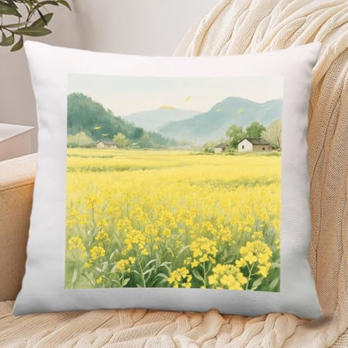 Rapeseed Seapillowcase, Bohemian Sofa Cushion Cover, Decorative Throw Pillow Cover, of Living Room Sofa Bed and Sofas, with Invisible Zipper