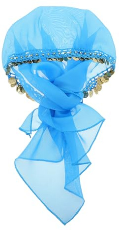 Adorainbow Ethnisches Bauchtanz Stirnband mit Münzen aus Gauze und Metall Verstellbares Tribal Kopftuch für Damen für Tanzshows und Bauchtanz Accessoires