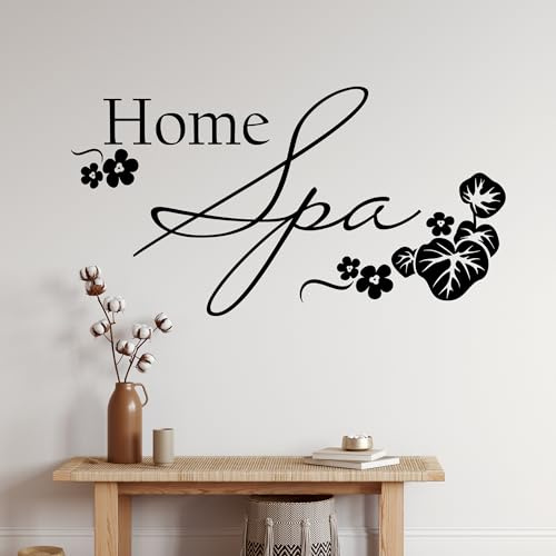 GRAZDesign Wandtattoo Home Spa mit Blüten für Bad maritime Türaufkleber Fliesenaufkleber - 57x30cm / 074 mittelgrau