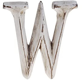 kadoh Holzbuchstabe W (8 cm) zum Aufstellen Handgemachte Buchstaben aus Holz im Vintage-Look als Deko (Creme-Weiß Vintage)