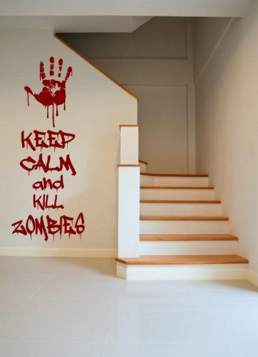 Broomsticker 'Keep calm and kill zombies' - Amusing Wall Sticker (Large: 60cm x 150cm / 24 x 59)
