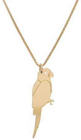 Malaika Raiss Feine Goldkette mit Papagei-Anhänger 925er Sterling Silber 24 Karat vergoldet Kettenlänge 45 cm