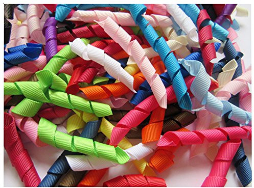 YYCRAFT Korkenzieher-Bänder, besonders hochwertig, 1 cm, für Haarschleifen, Haarklammern, Bänder-Shirts (120 Stück gemischt)