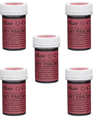 Sugarflair Spectral Dusky Pink/Wine Food Colouring Paste, Highly Concentrated for Use with Sugar Pastes, Buttercream, Royal Icing or Cake Mix, Vibrant Colour Dye - 25g (Pack of 5)