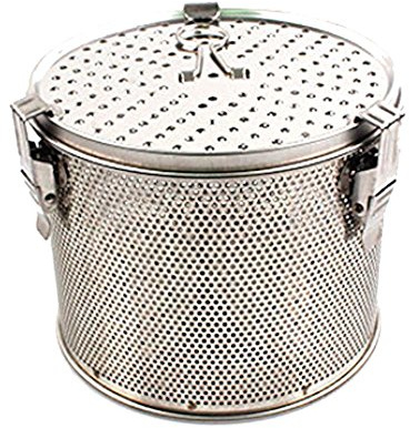 Minecook Commercial Grade D 6.3 X H 5.3 Genuine Stainless Steel 18/8 Perforated Tall Strainer - One Touch Lock System - Restaurant & Home Use - Extra Large