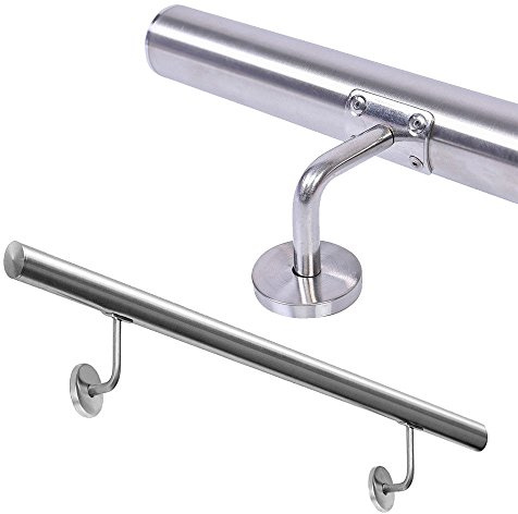 HENGMEI Geländer Edelstahl 160cm Wandhandlauf Edelstahl Handlauf Treppengeländer Eingangsgeländer mit Wandhaltern Halter für Treppen, Balkon, Brüstung