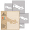 NAKLEO Schablonen Malen für Kinderzimmer, 5 Stück Set 9x9 bis 34x34cm Rennsport Auto Bolide, Wiederverwendbare Kunststoff Malvorlage Raumdekoration, Basteln DIY Wand Möbel Papier Stoff