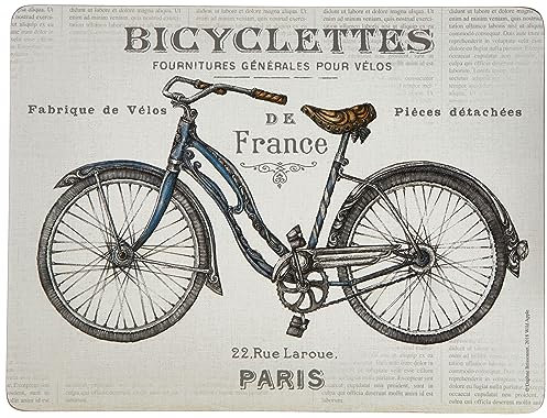 Creative Tops Cork-Backed Placemats / Table Mats with Printed Bicycles Design, Rectangular, White, 30 x 23 cm, Set of 6