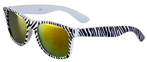 Ciffre Sonnenbrille Nerdbrille Nerd Retro Look Brille Pilotenbrille Vintage Look - ca. 80 verschiedene Modelle Viele Farben (Zebra-Feuerverspiegelt)