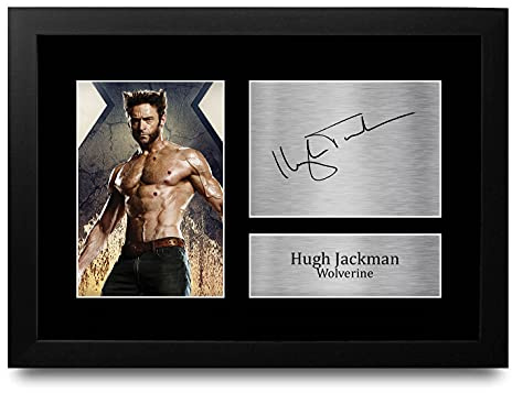 HWC Trading Hugh Jackman A4 Gerahmte Signiert Gedruckt Autogramme Bild Druck-Fotoanzeige Geschenk Für Wolverine X-Men Filmfans