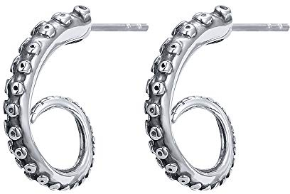 Edelstahl Gothic Punk Ohrstecker für Damen Herren Gebogene Oktopus Ohrringe Ohrstecker für Herren
