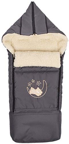 Winter Fußsack für Kinderwagen Babyschale Schlittensack Lammwollesack Baby Fußsack Kuschelsack Winterfußsack 40 x 90/110 cm (Anthrazit)
