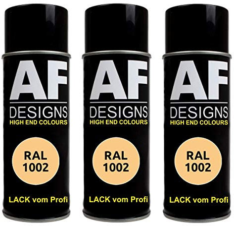 Alex Flittner Designs 3x RAL Lackspray Autolack Buntlack Spraydose RAL1002 SANDGELB seidenmatt