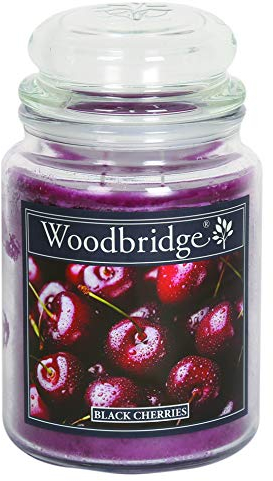 Woodbridge Große Duftkerze im Glas mit Deckel | Black Cherries | Duftkerze Kirsche | Kerzen lange Brenndauer | Raumduft für Zuhause | Kerze 2 Docht