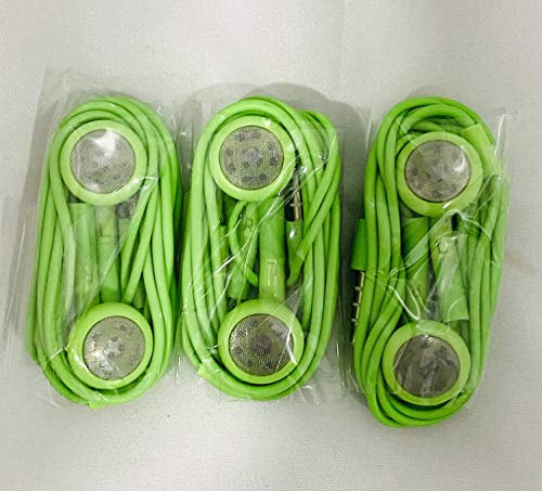 Green Headphones Earbuds 3.5mm in-Ear Headset with Microphone Earphone - Excellent sound quality - 3 Hands free calling