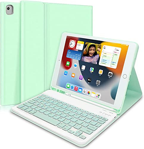 Custodia Tastiera per iPad 10.2 2021/2020/2019 (ipad 9a/8a/7a Gen) /iPad Air 10.5 2019(3a Gen)/iPad Pro 10.5 2017 – Custodia Protettiva Sottile con Tastiera Staccabile Wireless per iPad 10.2(Verde)