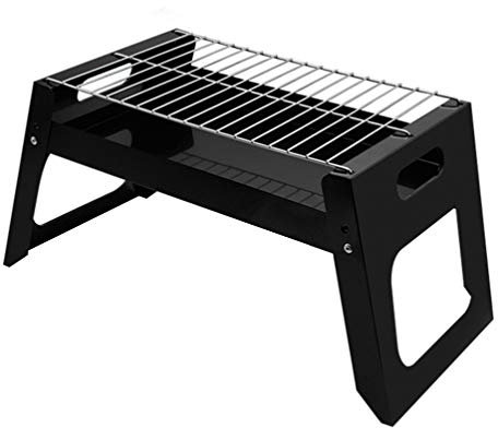 Tragbarer Holzkohlegrill aus Edelstahl, Klappbar, Schwarz