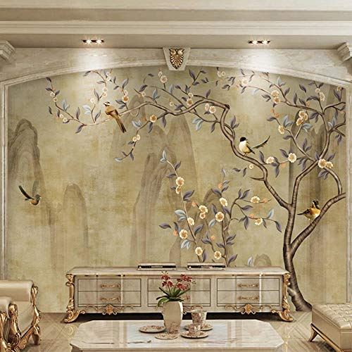 YXTSmurals Fototapete Selbstklebende 3D Effekt Retro Nostalgie Pflanzen Blumen 3D Tapete Wandtapete Art Poster Wohnzimmer Kinderzimmer Tv Hintergrund Wanddeko Wandbilder