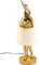 Kare Design Tischleuchte Animal Rabbit Gold/Weiß, Leuchte, Lampenschirm 100% Leinen, Nachttischlampe, Deko Lampe, Leuchtmittel nicht inklusive, 50x17x20cm