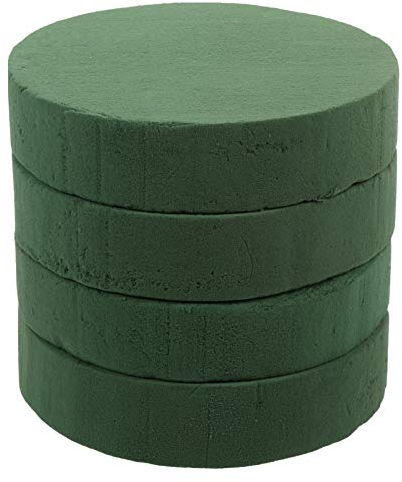CLISPEED 4pcs Round Floral Foam Blocks, Dry &Wet Flower Foams Green Florist Bricks Flower Arrangement Supplies for Fresh and Artificial Flowers Wedding Birthday Decorations