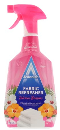 Astonish Special Aromatic Edition Fabric Refresher Spray zum Auffrischen von Kleidung und Stoffen, natürlicher Blumenduft, Hibiskusblüte, 750 ml, Weiß