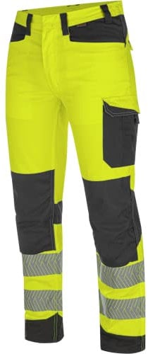 WÜRTH MODYF Warnschutz Bundhose Fluo EN 20471 - professionelle Arbeitshose für Herren - Warnschutzhose mit Knieschutztaschen - in der Größe 98 in Gelb