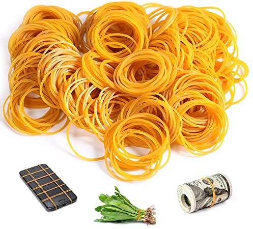 KongJies Natural Rubber Elastic Bands, 300 Pcs Elastic Bands, Strong Large Elastic Bands for Kitchen School Office, 4 x 0.17 cm, yellow