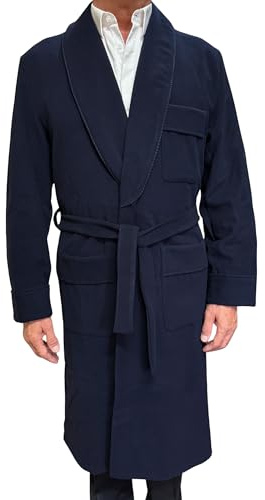 SGARLATA HOME Morgenmantel für Herren aus Wolle und Kaschmir Modell klassischer Schal Art. London, blau, XXL