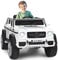 GYMAX Kids Ride on Car, 12V Battery Powered Licensed Mercedes Benz Toy Car with Remote Control, Music, Story, USB/TF, Storage Box & Safety Belt, Children Electric Truck for 3-8 Years Old (White)