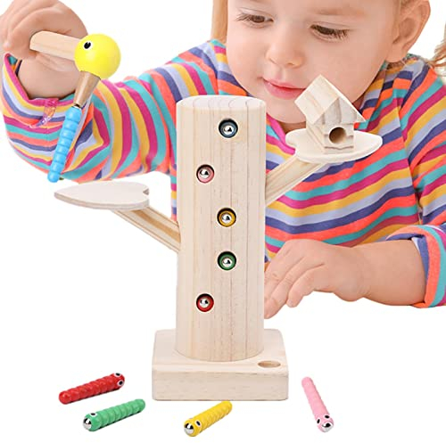 Bexdug Specht Spielzeug | Specht fangen und füttern Spiel | Specht- -Spielzeug-Set, Feinmotorik-Spielzeug für Vorschulkinder, Vogel-Raupen-Spielzeug-Set für Kinder, Kleinkinder