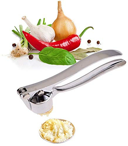 Romeeton Garlic Press Crusher Stainless Steel Squeezer Masher Mincer Kitchen Tool, Easy to Clean and Durable