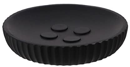 TENDANCE Porte-Savon en résine striée Noir Mat