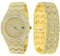 .iced-out. Full Bling Uhr Armband Set - Gold
