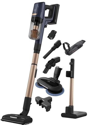 AEG HYGIENIC AP71B14WET Akku Staubsauger kabellos & AZE164 Ladestation/stielstaubsauger beutellos/leise/umweltfreundlich/handstaubsauger akku / 50 min Laufzeit/leicht/Tierhaare/blau