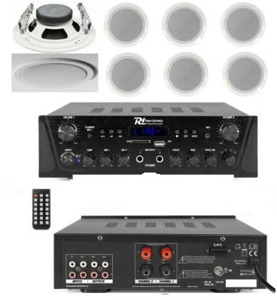 IMPIANTO AUDIO FILODIFFUSIONE BLUETOOTH TELECOMANDO CASSE TONDE DA CONTROSOFFITTO 13 (6 CASSE 13 CM)