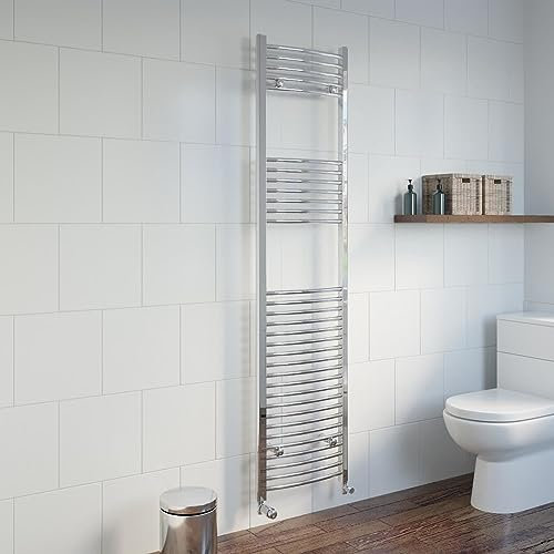 DuraTherm® 1800 x 450mm Curved Heated Towel Rail Radiator Modern Central Heating Bathroom Warmer Wall Mounted Ladder Rad, Polished Chrome
