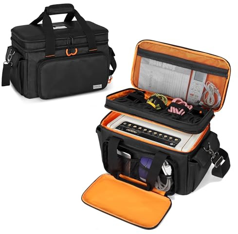 GRAOSO Travel Carry Bag Compatible with Positive Grid Spark 40 Amp, Double Layer Gig Bag with Multiple Pockets for Accessories, Music Gear Case with Handle Strap and Non-slip Bottom, Black