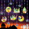 YeahBoom 114 LED Ramadan Licht Stern Mond Lichterketten,3m Sterne Mond und Schloss Ramadan Deko Licht,Eid Mubarak Licht LED mit 8 Blinkenden Modi & Fernbedienung,Batterie & USB betriebene Lichterkette