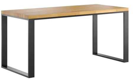 DEERHORN® Schreibtisch aus Eiche im Loft-Design – Bürotisch mit Massivholzplatte und Metallbeinen, moderner ComputerTisch für Büro & Homeoffice, Breite 140–200 × 70 cm