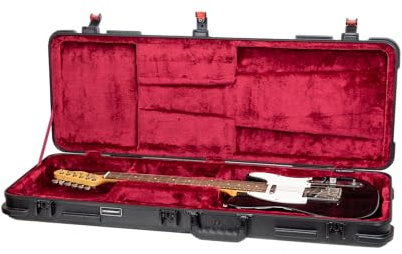 Crossrock ABS-E-Gitarrenkoffer für Stratocaster und Telecaster, Mattes Finish, burgunderroter Samt-Innenraum, TSA-Schloss, Premium-Formserie