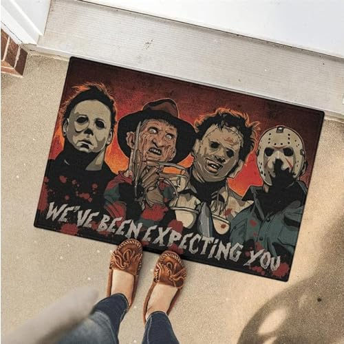 HDBMHDBM Doormat Indoor 'We're Been Expecting You' Michael Myers Horror Character Halloween Lovers Doormat Home Decor - Brown, 16 x 24 inches (40 x 60 cm), 20 x 32 inches (50 x 80 cm)