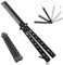 Peine de mariposa, plegable de acero inoxidable, peine de bolsillo de acero inoxidable, peine de metal para el pelo, peine de barber, accesorios para el peinado del cabello (negro)
