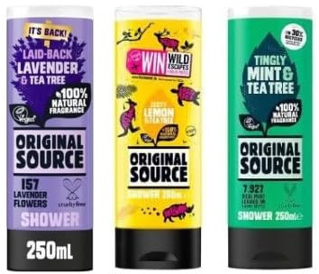 MM Original Source Shower Gel 250ml Variety 3 Pack - Lavender, Lemon & Mint | Vegan, Refreshing & Hydrating Bathing Experience